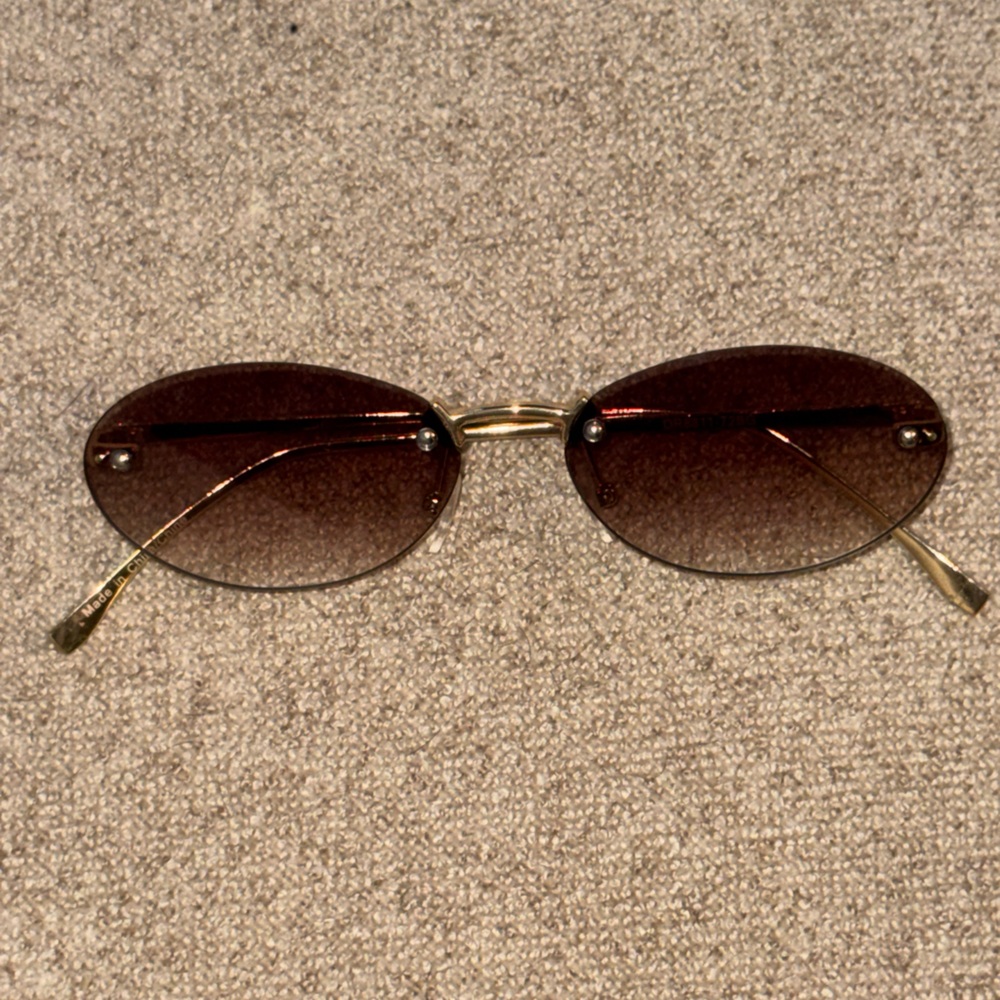 Oval Brown Sunglasses with Gold Accents